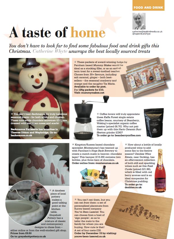 You don't have to look far to find some fabulous food and drink gifts this Christmas. Catherine Whyte unwraps the best locally sourced treats Surrey