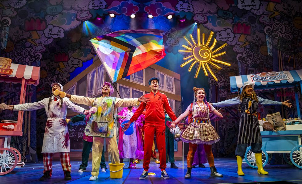 Kane Feagan, Ellena Vincent, Qasim Mahmood, Gracie McGonigal, Carla-Jean Lares in Aladdin at the Lyric. Photo Tristram Kenton.jpg