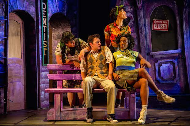 Sasha Latoya (Crystal), Sam Lupton (Seymour) Cassie Clare (Ronnette) and Vanessa Fisher  (Chiffon) in Little Shop of Horrors. Photo Credit Matt Martin.jpg